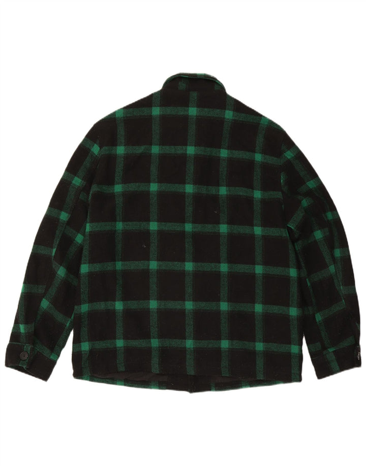 Zara Herren-Patch-Utility-Jacke, UK 40, groß, grün kariert, Polyester