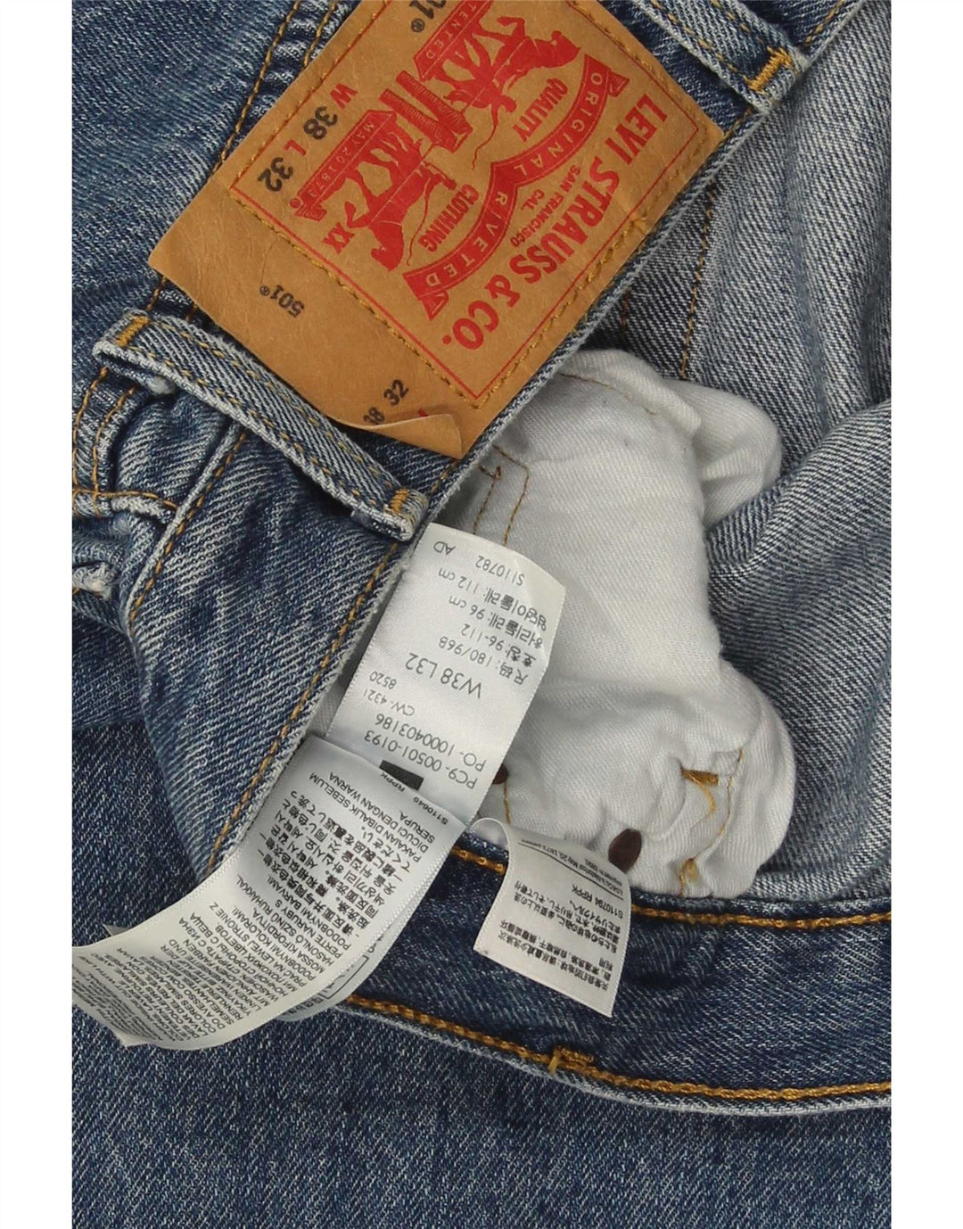 Levi's Herren 501 Straight Jeans W38 L32 Blaue Baumwolle