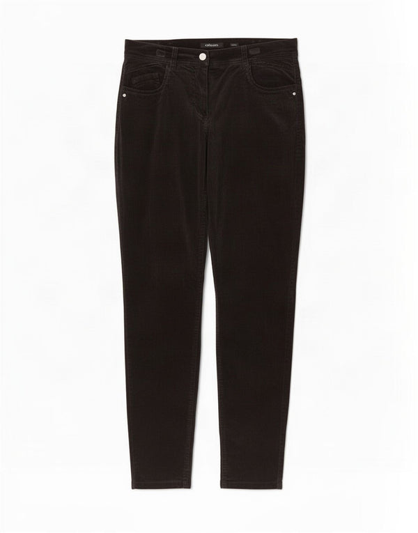 Olsen Damen Dana Slim Velvet Freizeithose UK 10 Small W30 L30 Schwarz