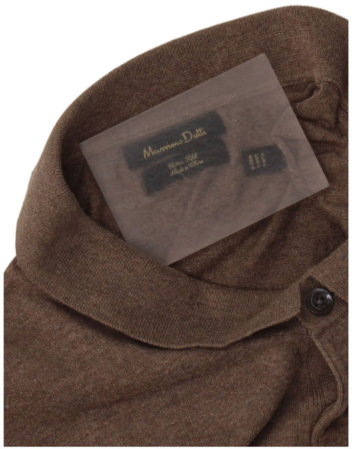 Massimo Dutti Herren-Pullover mit Polokragen, Größe L, Braun