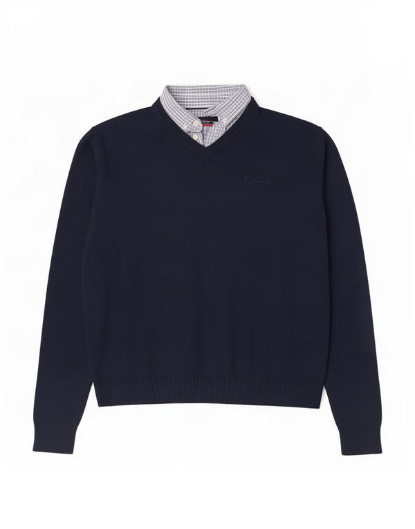 Pierre Cardin Herren-Pullover mit V-Ausschnitt, groß, Marineblau, Acryl