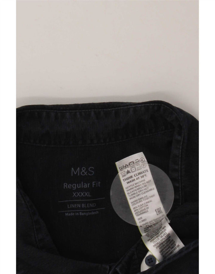 Marks & Spencer Herren-Hemd, reguläre Passform, 4XL, Marineblau, Leinen