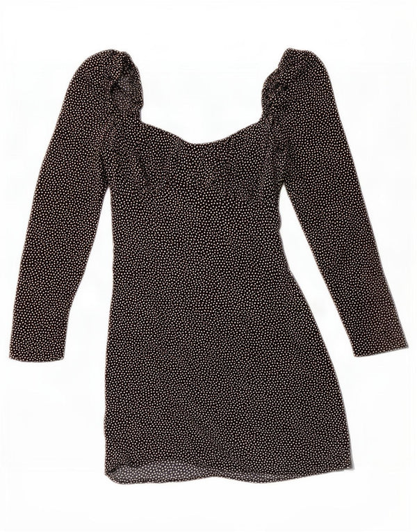 Zara Damen schulterfreies Minikleid UK 6 XS Schwarz gepunktet