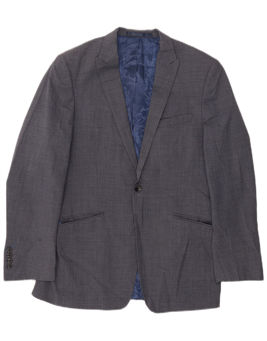 Marks & Spencer Herren-Blazer mit 1 Knopf, UK 38, mittelblaue Wolle