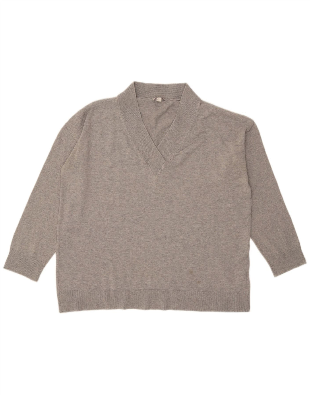 Gap Damen-Pullover mit V-Ausschnitt, übergroß, Gr. 40, Größe L, Grau meliert