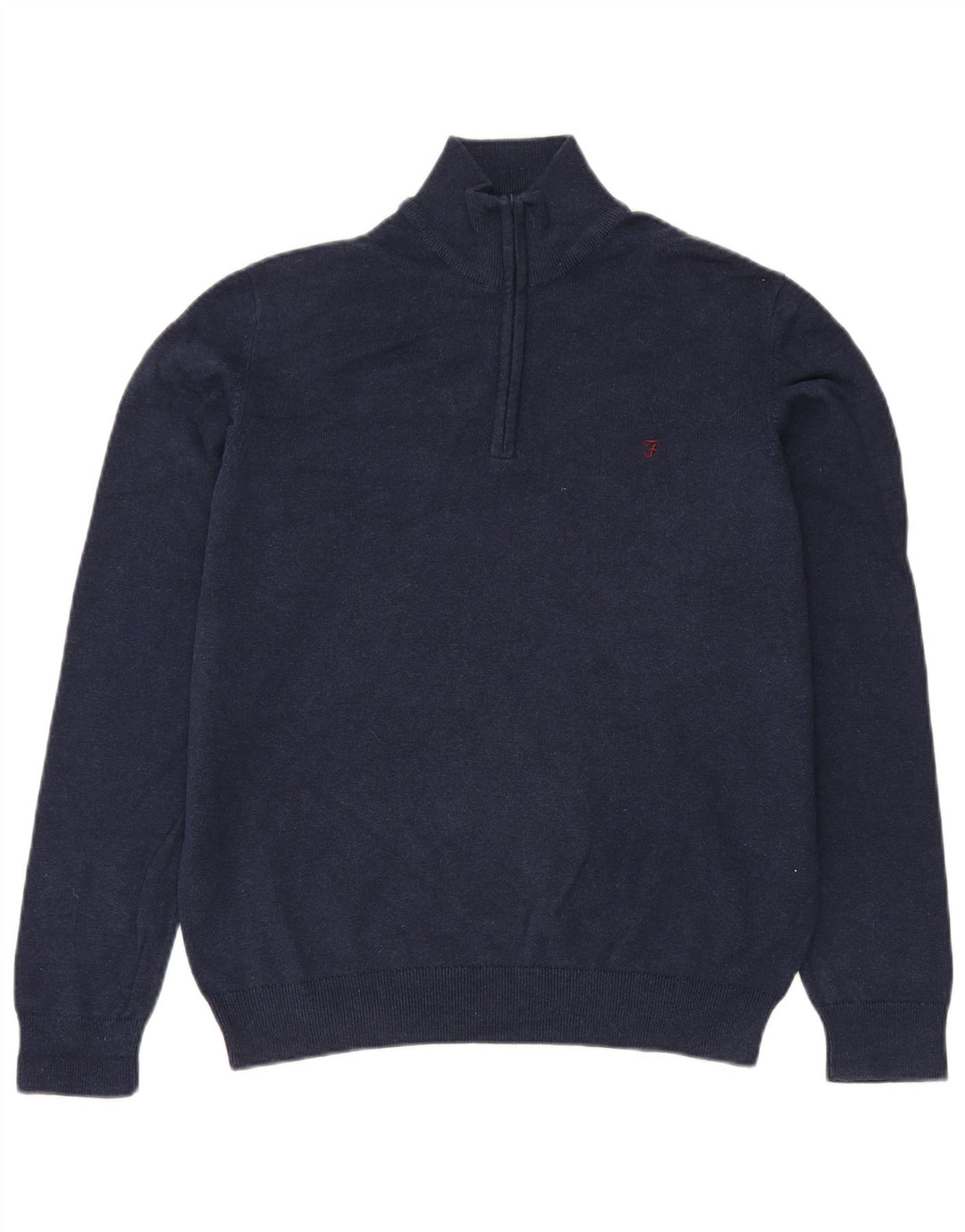Farah Herren-Pullover mit Reißverschluss am Hals, groß, marineblaue Baumwolle
