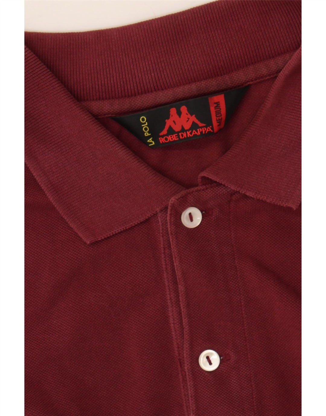 KAPPA Mens Long Sleeve Polo Shirt Medium Burgundy Cotton Vintage Kappa and Second-Hand Kappa from Messina Hembry 