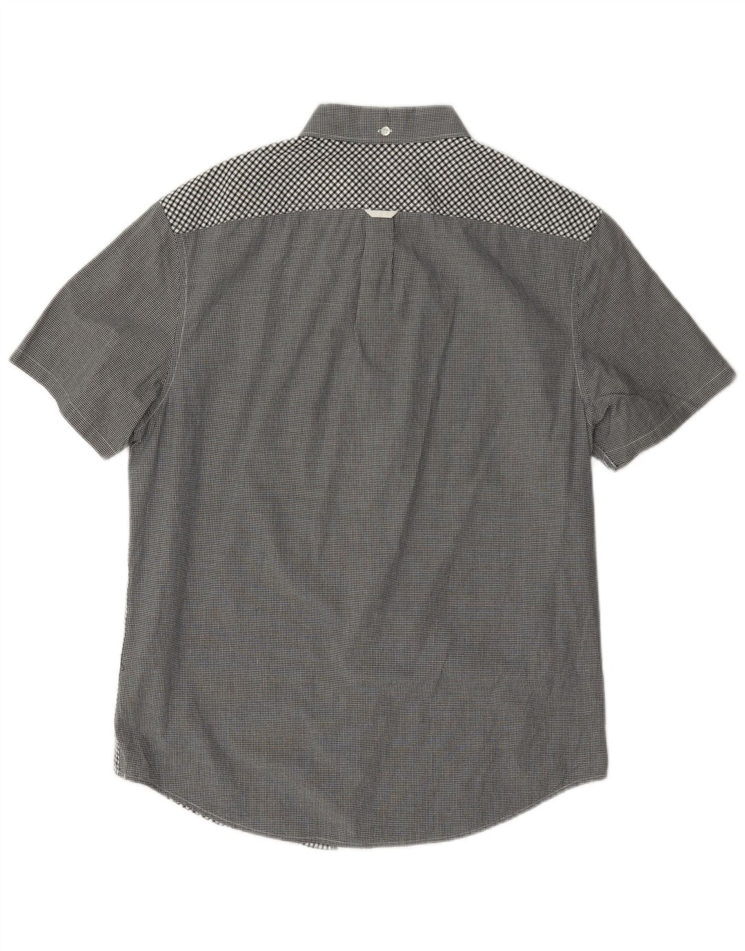 Penguin Herren Heritage Kurzarmhemd aus mittelgrauer Gingham-Baumwolle