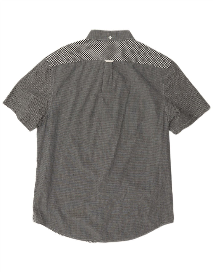 Penguin Herren Heritage Kurzarmhemd aus mittelgrauer Gingham-Baumwolle