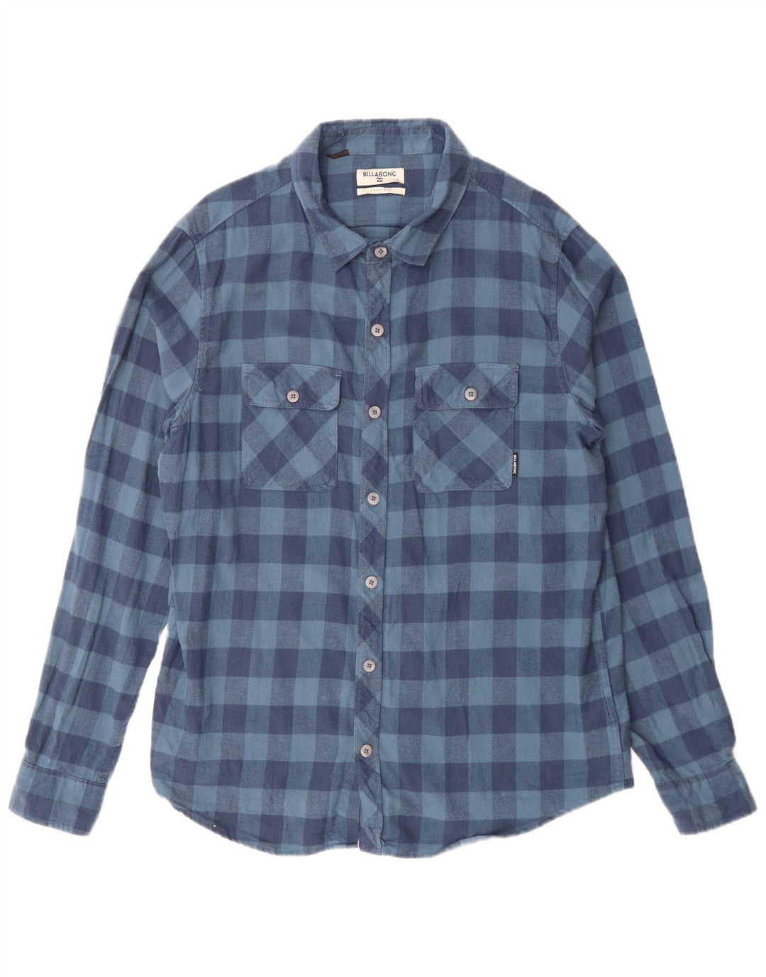 BILLABONG Herren-Flanellhemd, groß, blaue Gingham-Baumwolle