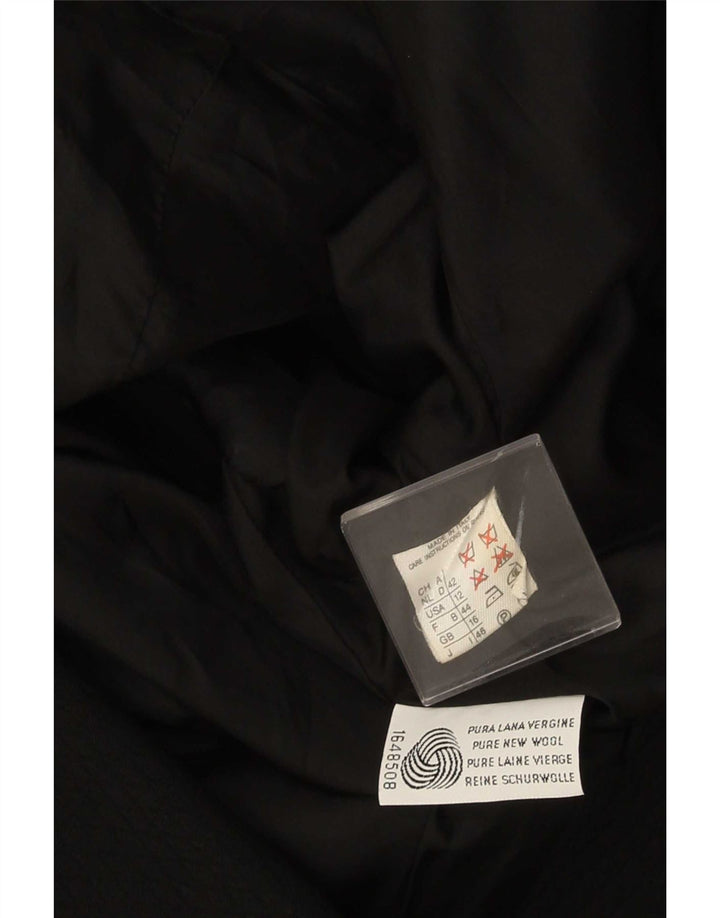 Max Mara Damen 1-Knopf-Blazer-Jacke, UK 16, große schwarze Schurwolle