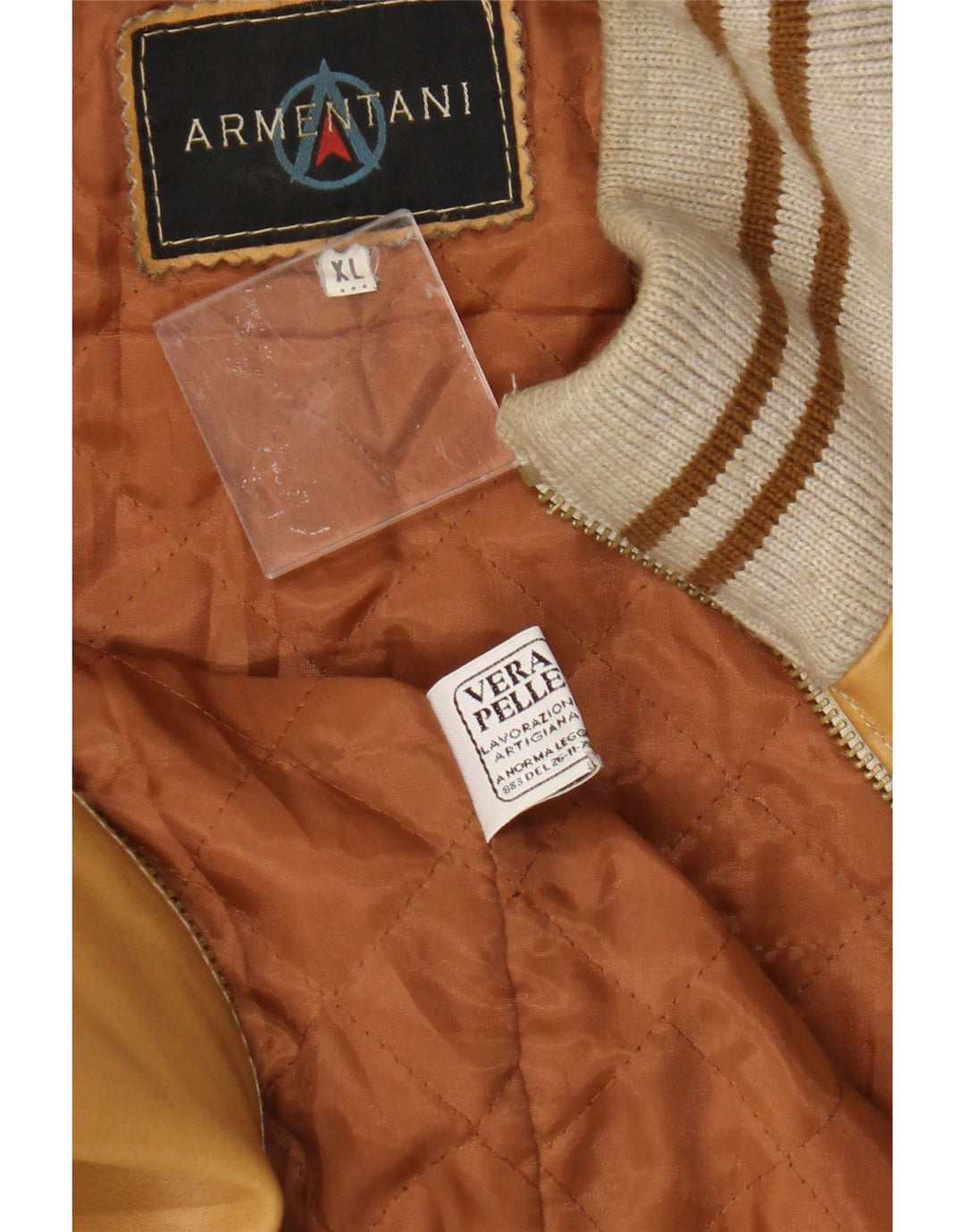 Vintage Herren Bomber Lederjacke UK 42 XL Beige Leder