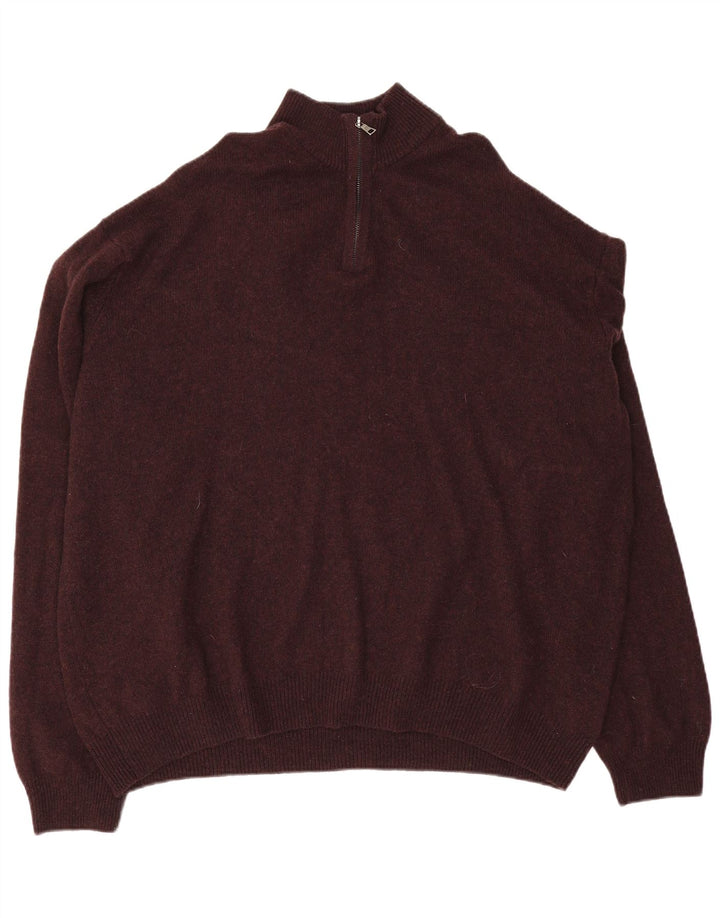 MARKS & SPENCER Herren-Pullover mit Reißverschluss am Hals, 4XL, bordeauxrote Wolle