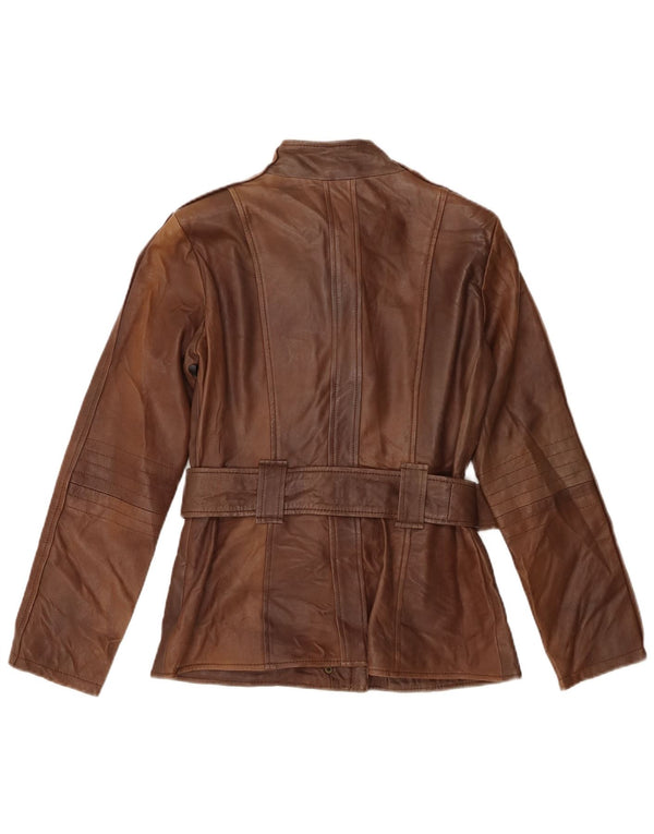 Zara Damen Lederjacke UK 14 Großes braunes Leder