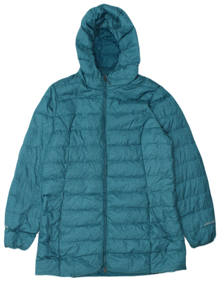 EDDIE BAUER Wattierter Damenmantel mit Kapuze, UK 14, Größe L, Blau