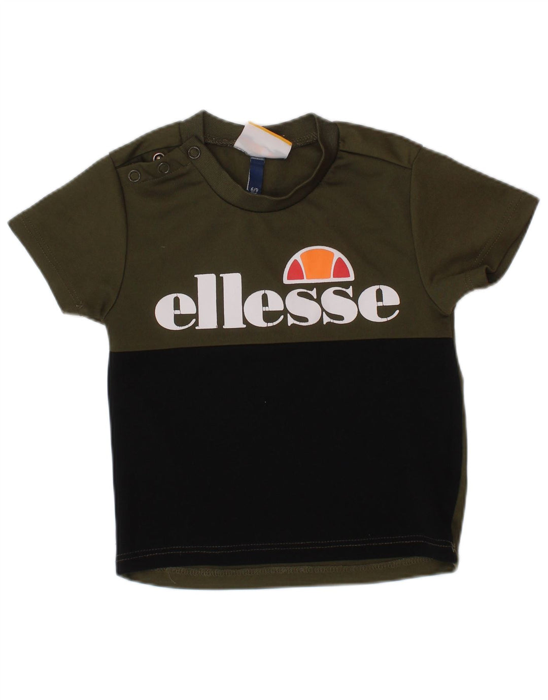 ELLESSE Baby-Jungen-T-Shirt mit Grafik, 6–9 Monate, Khaki, Farbblock