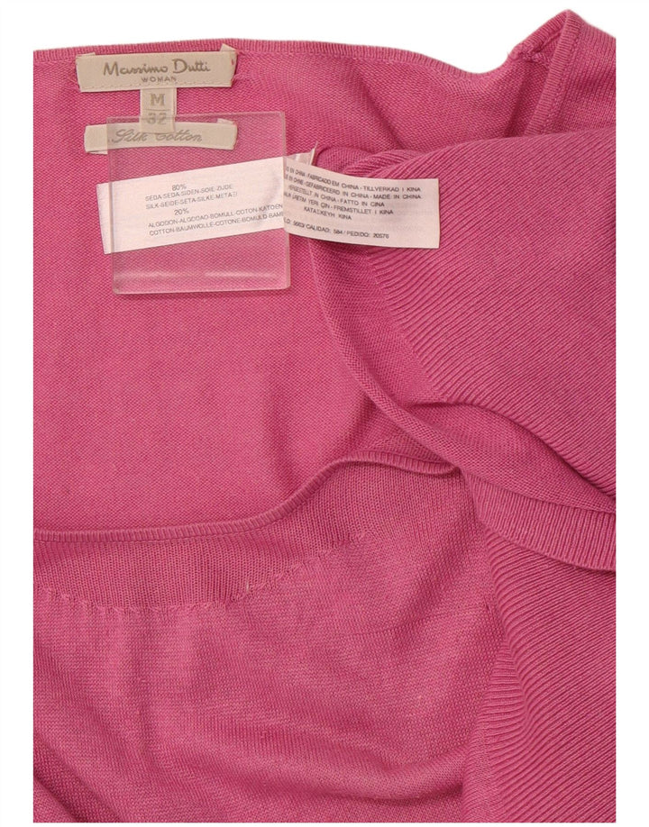 MASSIMO DUTTI Damen-Pullover mit U-Boot-Ausschnitt, Gr. 14, mittelrosa Seide