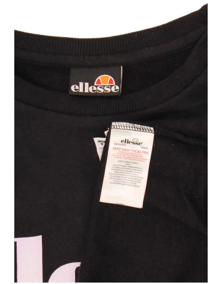 Ellesse Womens Graphic Oversized Sweatshirt Pullover UK 14 Medium Schwarz