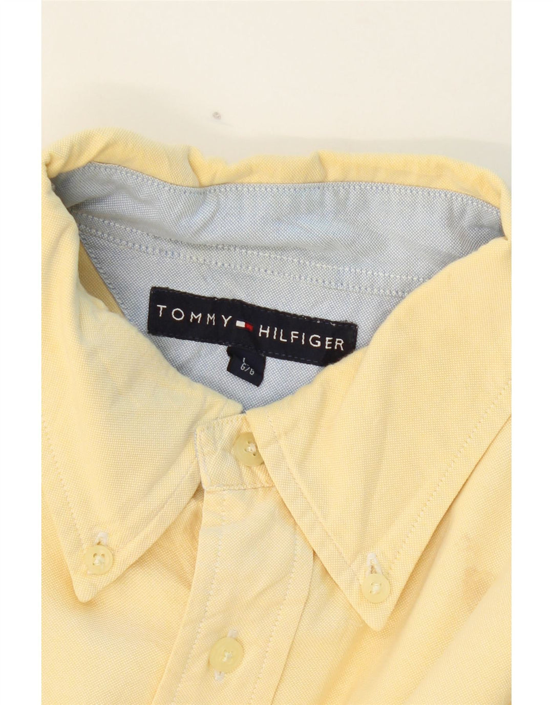 TOMMY HILFIGER Mens Shirt Large Yellow Cotton Vintage Tommy Hilfiger and Second-Hand Tommy Hilfiger from Messina Hembry 