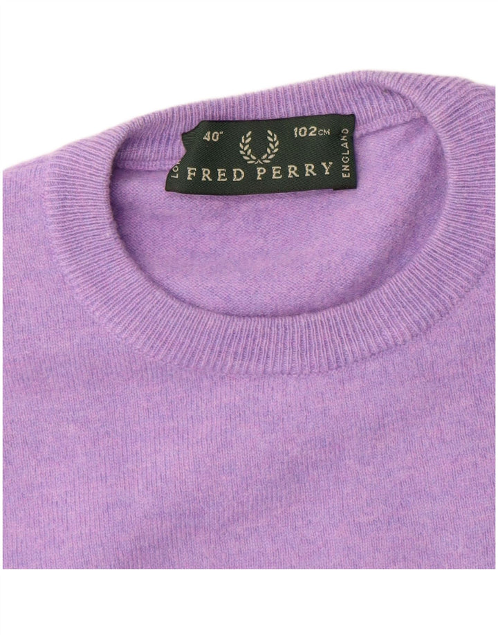 Fred Perry Damen-Pullover mit Rundhalsausschnitt aus mittelvioletter Wolle