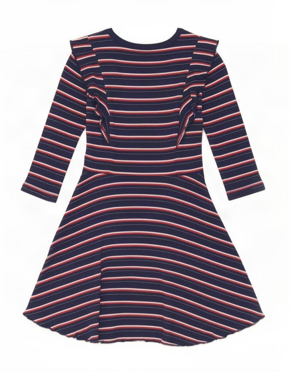 Tommy Hilfiger Girls A-Line Dress 6-7 Years Small Navy Blue Striped