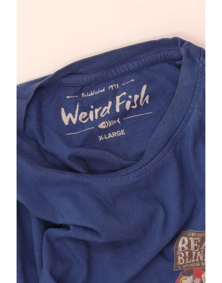 Weird Fish Herren Grafik T-Shirt Top XL Blau