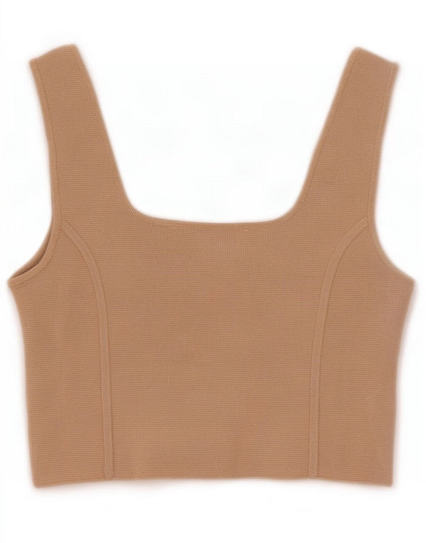 Zara Womens Sleeveless Crop Top UK 8 Small Beige Nylon