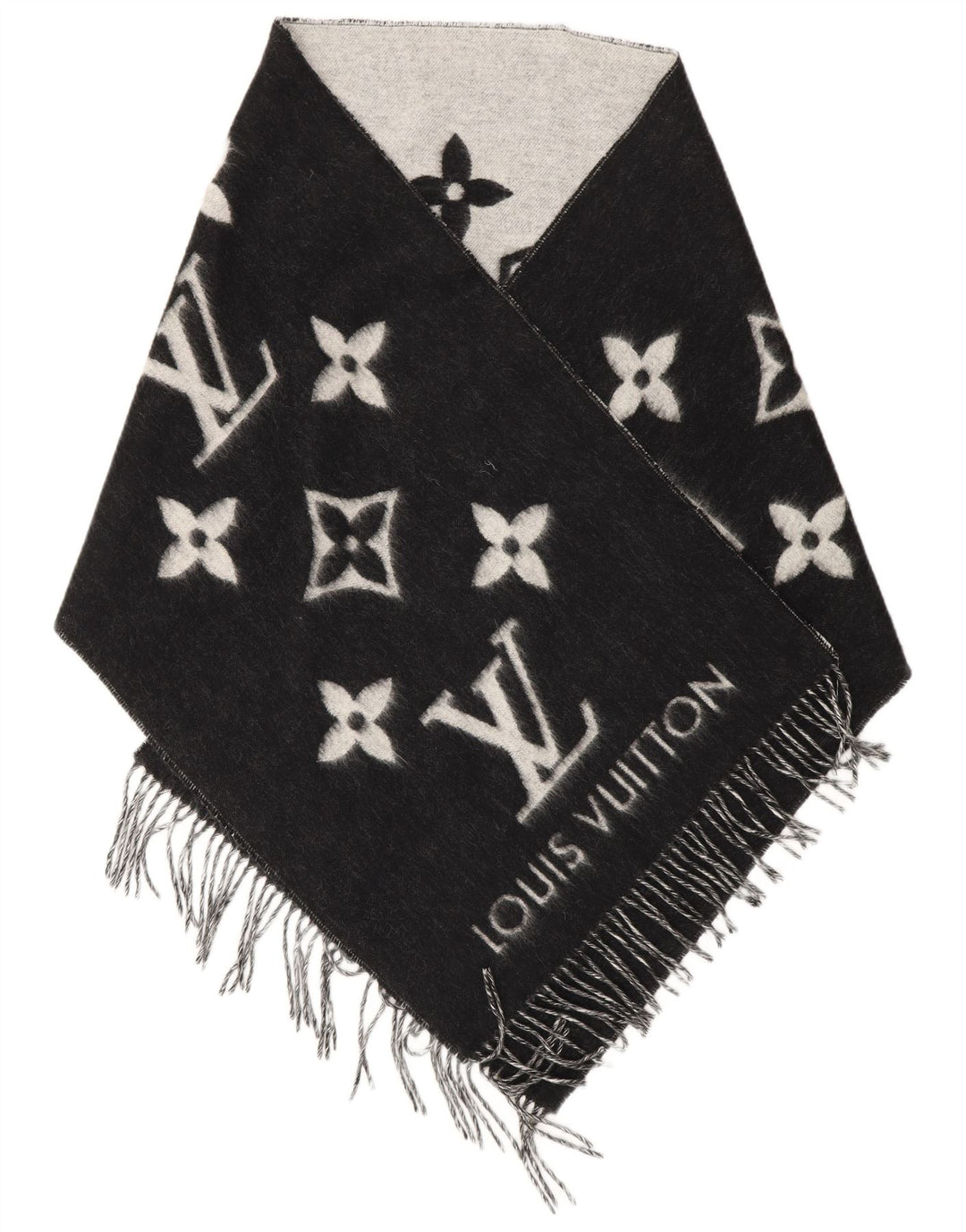 Louis Vuitton Damen-Schal mit grafischem Rechteck, Einheitsgröße, Schwarz, Designer
