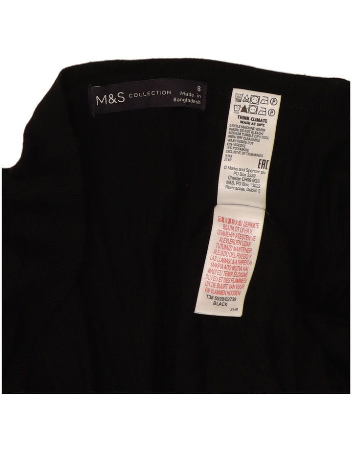 Marks & Spencer Damen Longline Open Cardigan Pullover UK 8 Small Schwarz