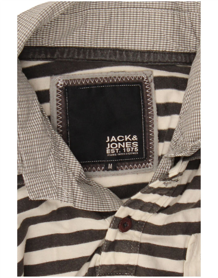 JACK & JONES Herren-Poloshirt mit Grafik, mittelgrau gestreift