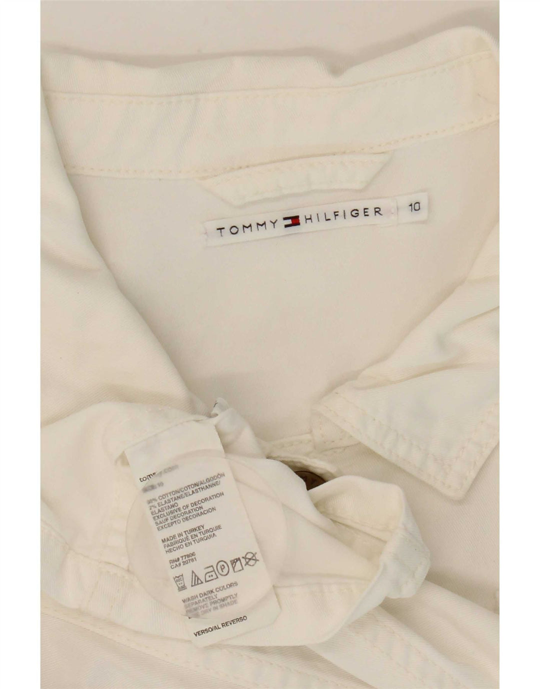 Tommy Hilfiger Damen Bomberjacke UK 10 Large Weiße Baumwolle
