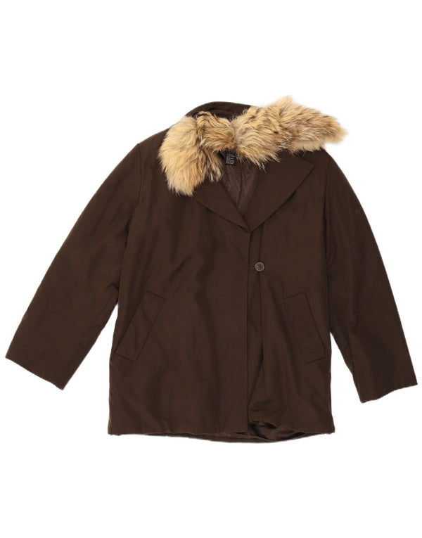 Zara Damen Parka Jacke UK 14 Mittelbraunes Polyester