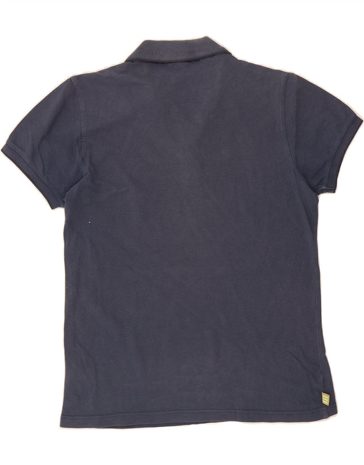 ADIDAS Mens Polo Shirt Medium Navy Blue Striped Cotton Vintage Adidas and Second-Hand Adidas from Messina Hembry 