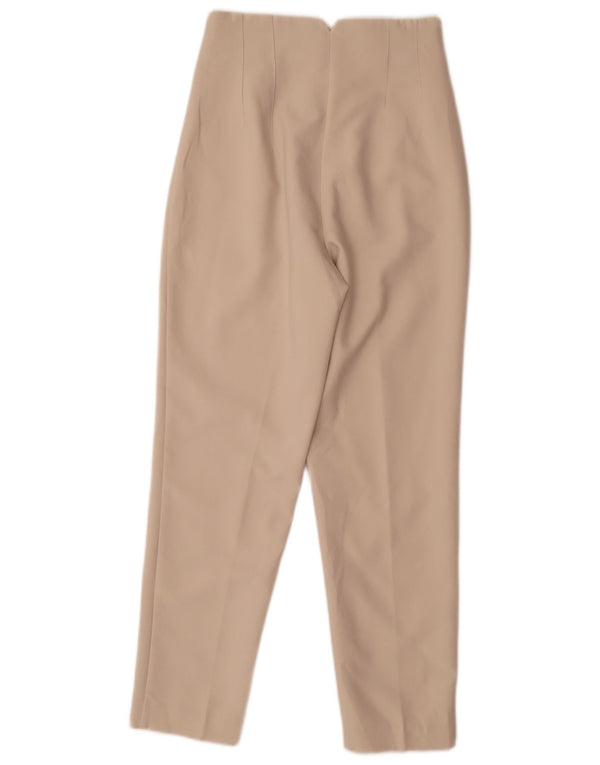 Zara Damen High Waist Tapered Freizeithose XS W24 L26 Beige