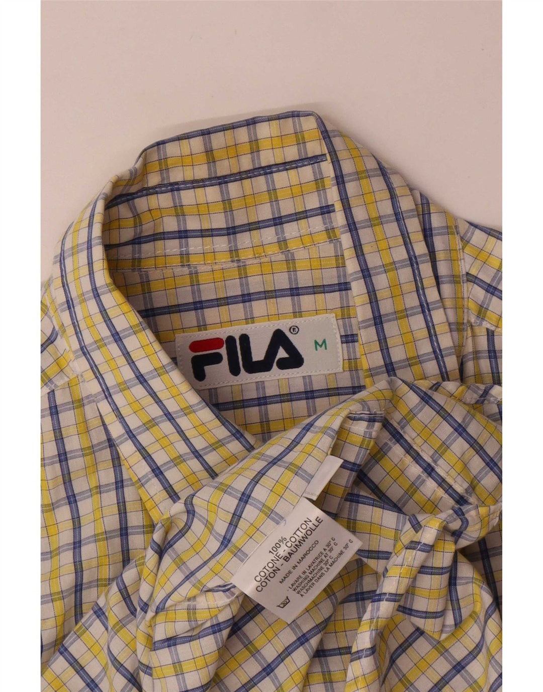 Fila Herren-Kurzarmhemd aus mittelgelber Karo-Baumwolle