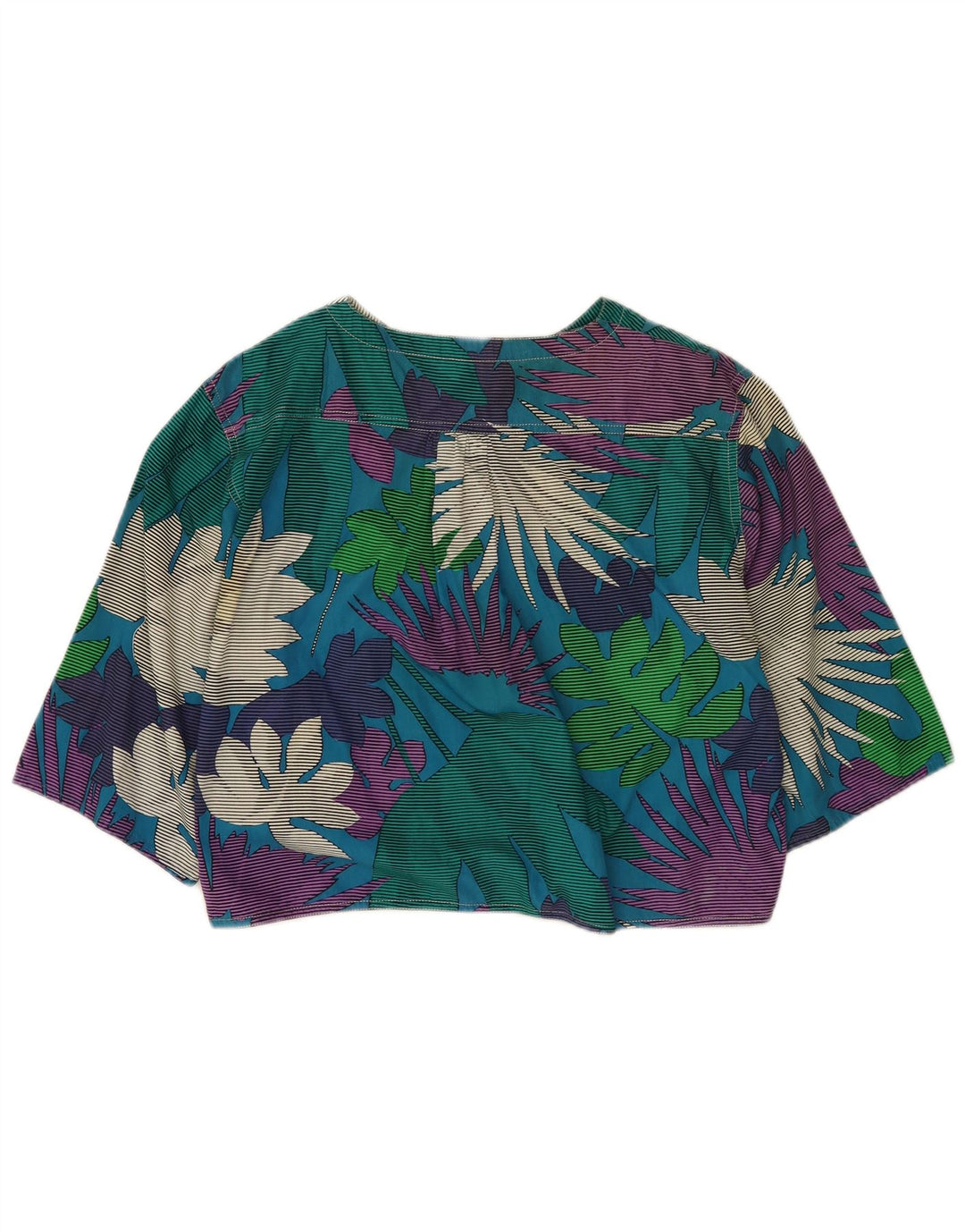 Vintage Damen Crop 3/4 Ärmel Bluse Top IT 42 Medium Mehrfarbig geblümt