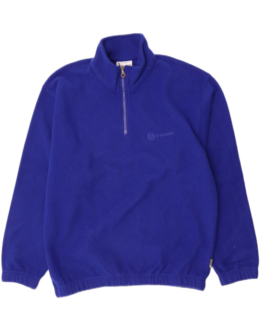 Sergio Tacchini Herren-Fleecepullover mit Reißverschluss am Hals, mittelblaues Polyester