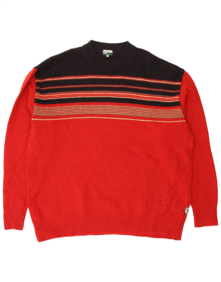 PAUL SMITH Herren-Pullover mit Rundhalsausschnitt, XL, rot gestreifte Wolle
