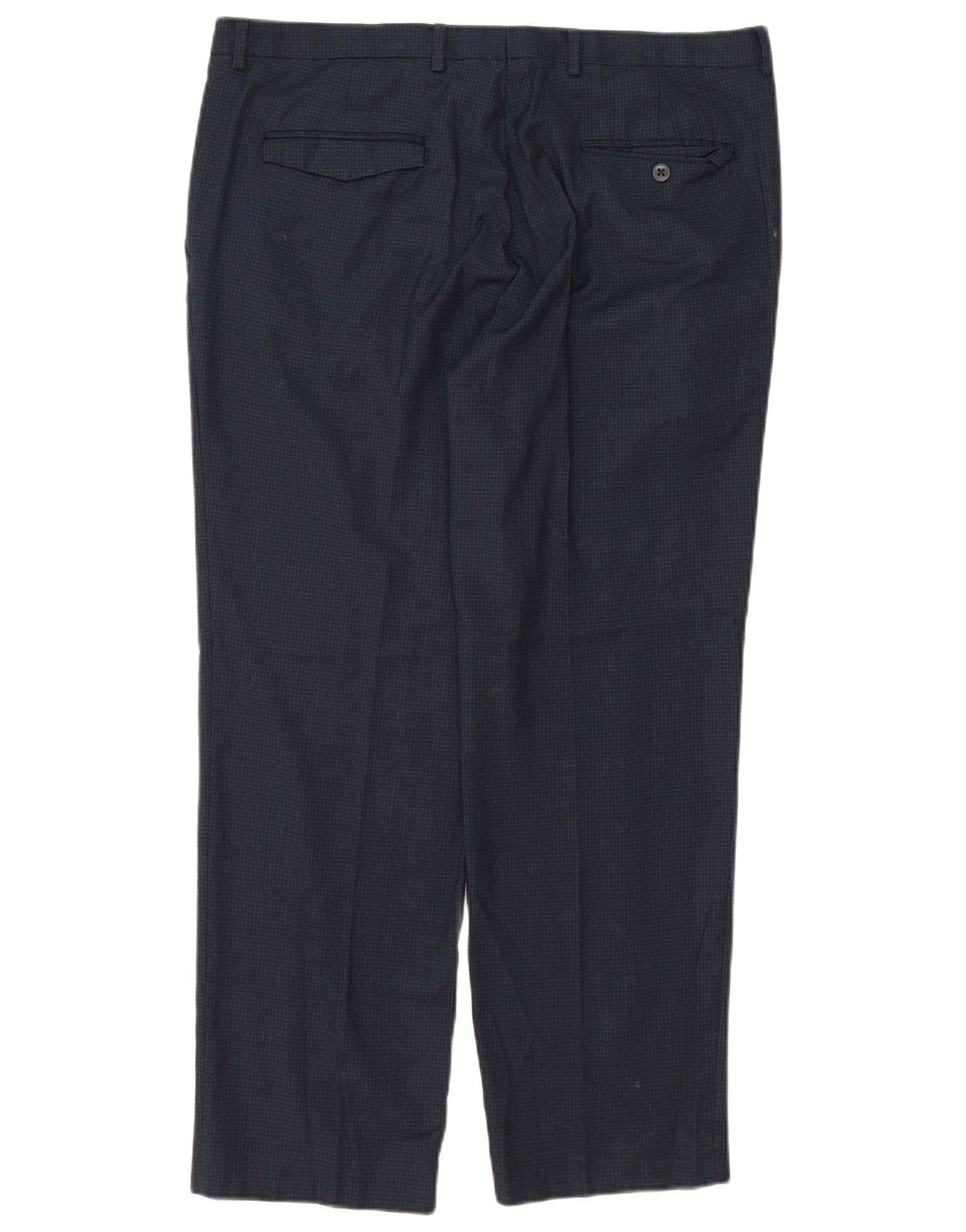 Marks & Spencer Herren-Anzughose mit maßgeschneiderter Passform, W36 L29, Marineblau kariert
