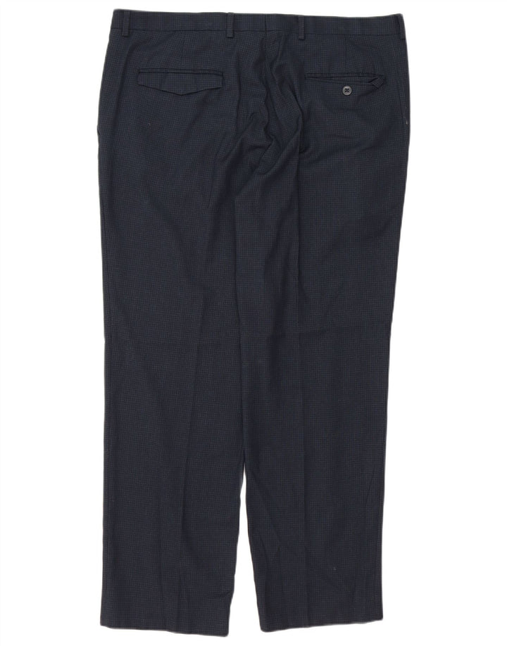 Marks & Spencer Herren-Anzughose mit maßgeschneiderter Passform, W36 L29, Marineblau kariert