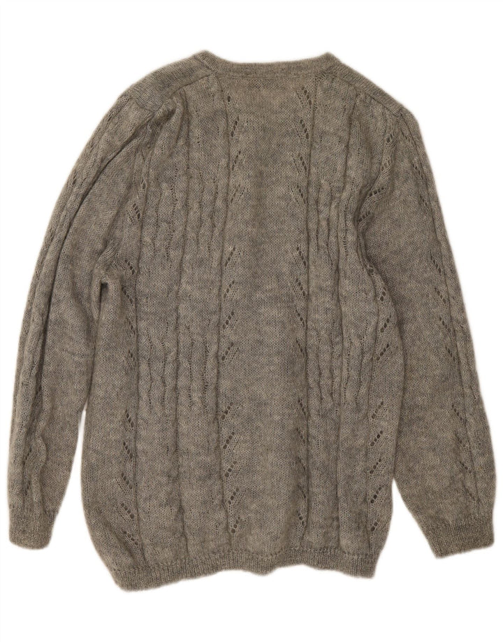 Vintage Damen Cardigan Pullover UK 14 Mittelgrau