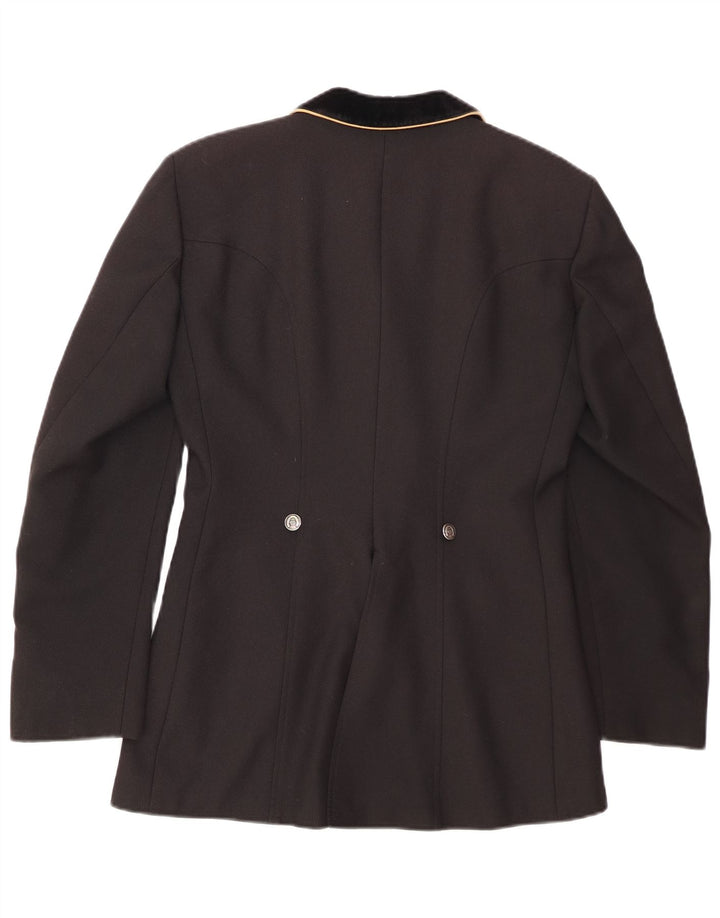 VINTAGE Damen 4-Knopf-Blazerjacke UK 12 Mittelschwarzes Polyester