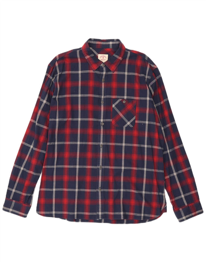 Brooks Brothers Herrenhemd 2XL Marineblau kariert Baumwolle