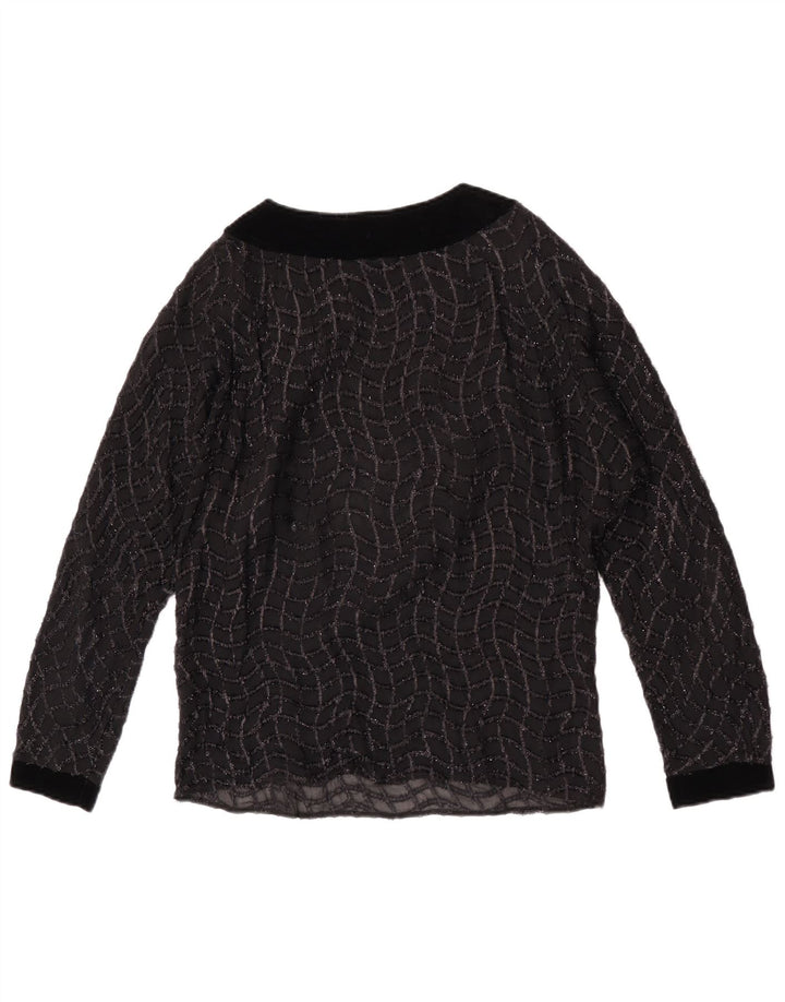 Vintage Damen Durchsichtiges Blusentop UK 16 Groß Schwarz gestreift
