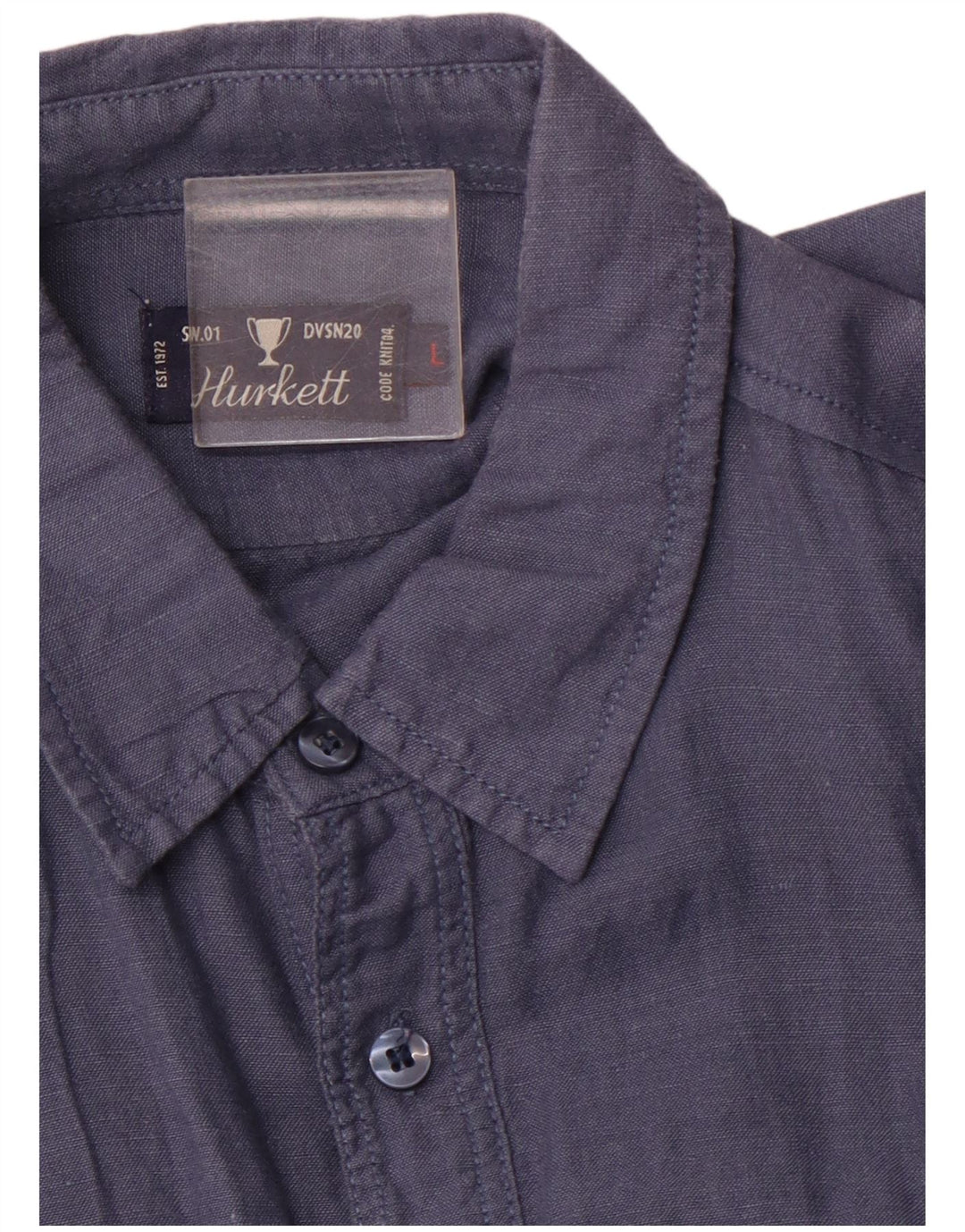 VINTAGE Herren-Militär-Kurzarmhemd, groß, Marineblau