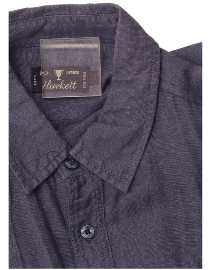 VINTAGE Herren-Militär-Kurzarmhemd, groß, Marineblau
