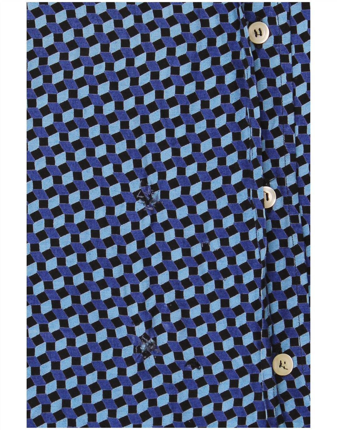 Vintage Herren Kurzarmshirt 2XL Blau Geometrisch