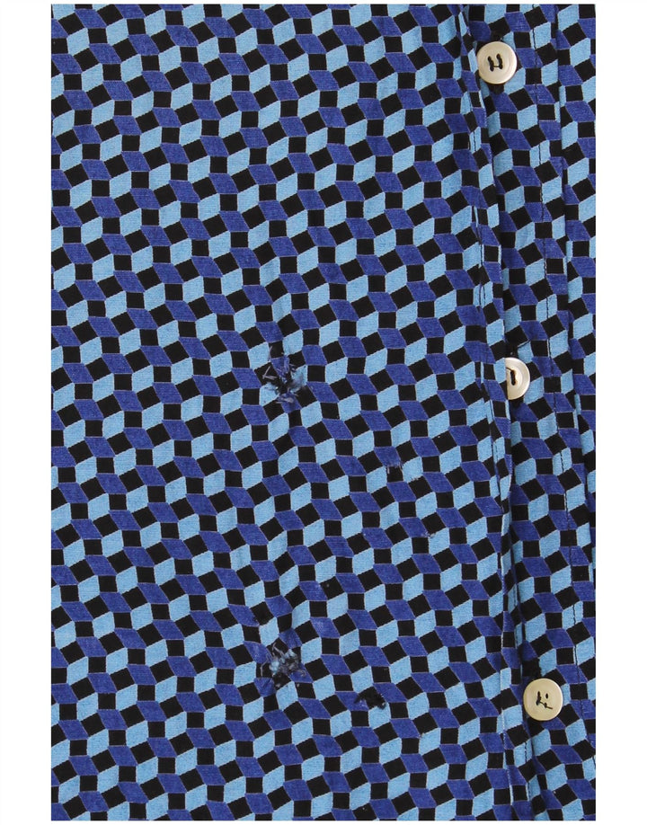 Vintage Herren Kurzarmshirt 2XL Blau Geometrisch