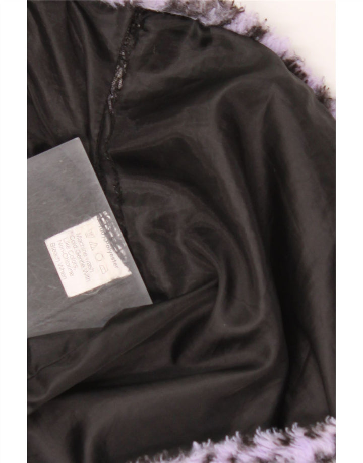 VINTAGE Damen Bomberjacke aus Kunstfell UK 18 XL Lila Animal Print