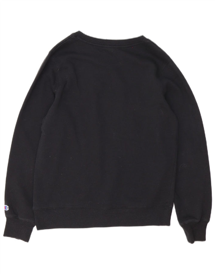 Champion Damen Grafik-Sweatshirt-Pullover UK 14 Mittelschwarze Baumwolle